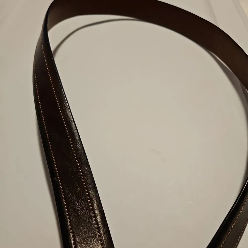 Men's Brown Leather Belt with Gold Buckle Waist 40
